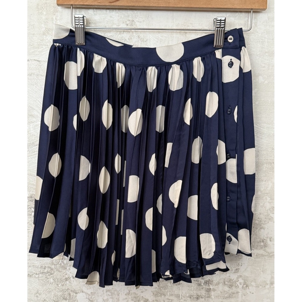 SIR the label Navy and White Polka Dot Pleated Mini Skirt